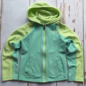 The North Face Kids Two-Tone Green Fleece Full Zip Hoodie Sz 6